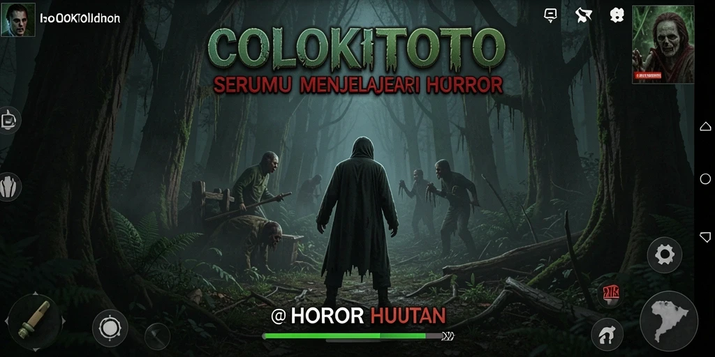 Tampilan antarmuka COLOKTOTO dengan nuansa hantu di hutan.