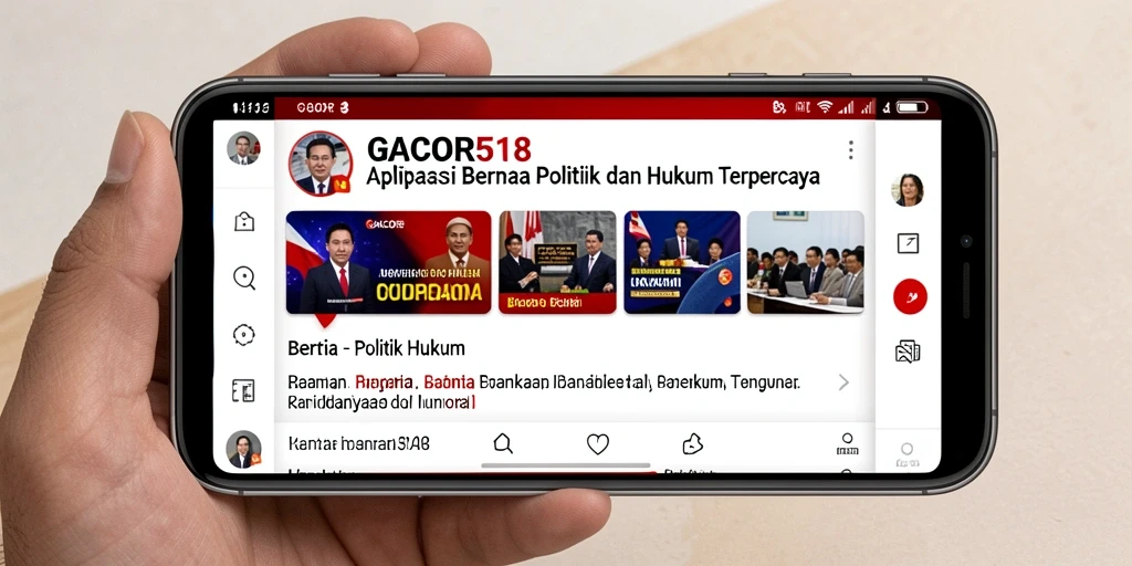 Antarmuka aplikasi GACOR518 untuk berita politik dan hukum.