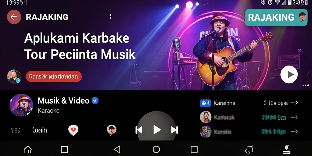 Tampilan antarmuka aplikasi Karaoke RAJAKING yang menarik dan fungsional.