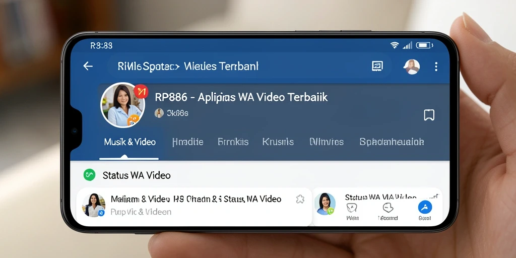 Antarmuka RP886 menunjukkan kemudahan dalam mengakses Status WA Video.