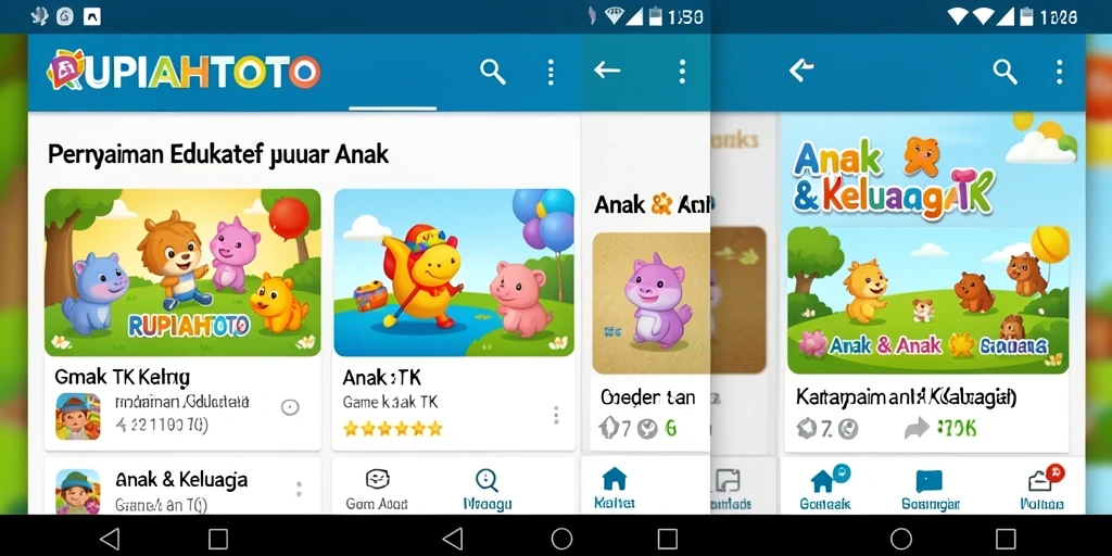 Antarmuka ceria RUPIAHTOTO yang mendukung pembelajaran anak.