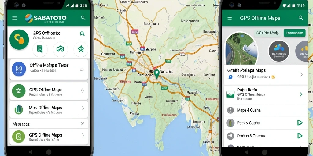 Antarmuka aplikasi GPS Offline Maps SABATOTO yang user-friendly dan informatif.