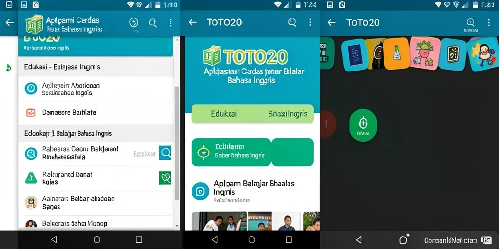 Tampilan antarmuka aplikasi TOTO20 yang menarik untuk belajar Bahasa Inggris.